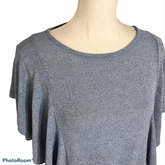 Mango Suit Flutter Sleeve Blue Blouse Small - Picture 4 of 7